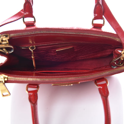 Prada Saffiano Vernice Small Galleria Double Zip Rosso 8 of 25