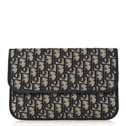 Christian Dior Oblique Flap Pouch Clutch Blue 1 of 8
