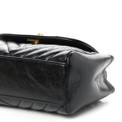 Chanel Glazed Calfskin Chevron Quilted Small Hampton Flap Black 7 of 9