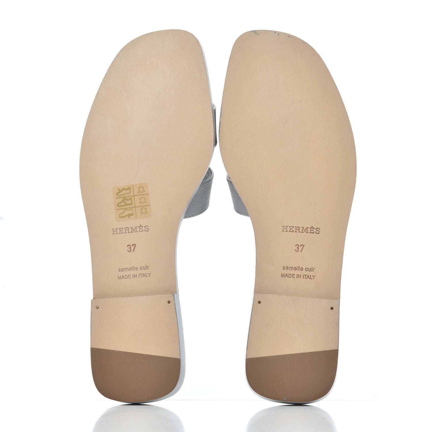 Hermes Epsom Oran Sandals 37 Bleu Glacier 5 of 14