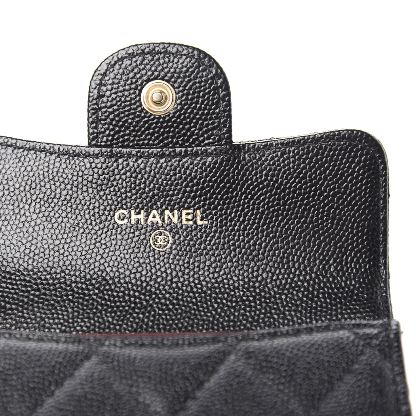 Caviar Quilted Flap Card Holder Black
