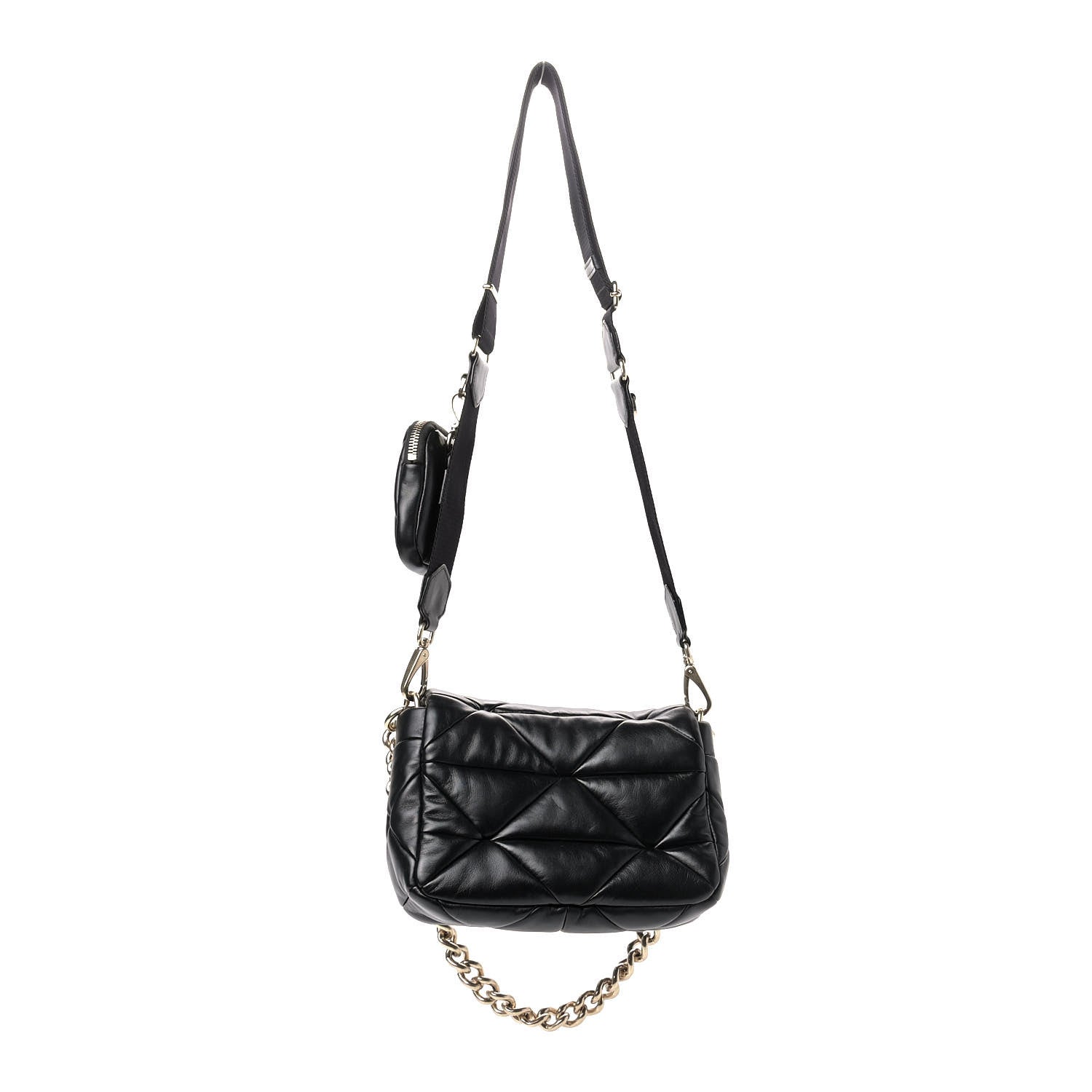 Prada Nappa Re-Nylon Triangle Quilted Patchwork System Flap Shoulder Bag Black 3 of 9