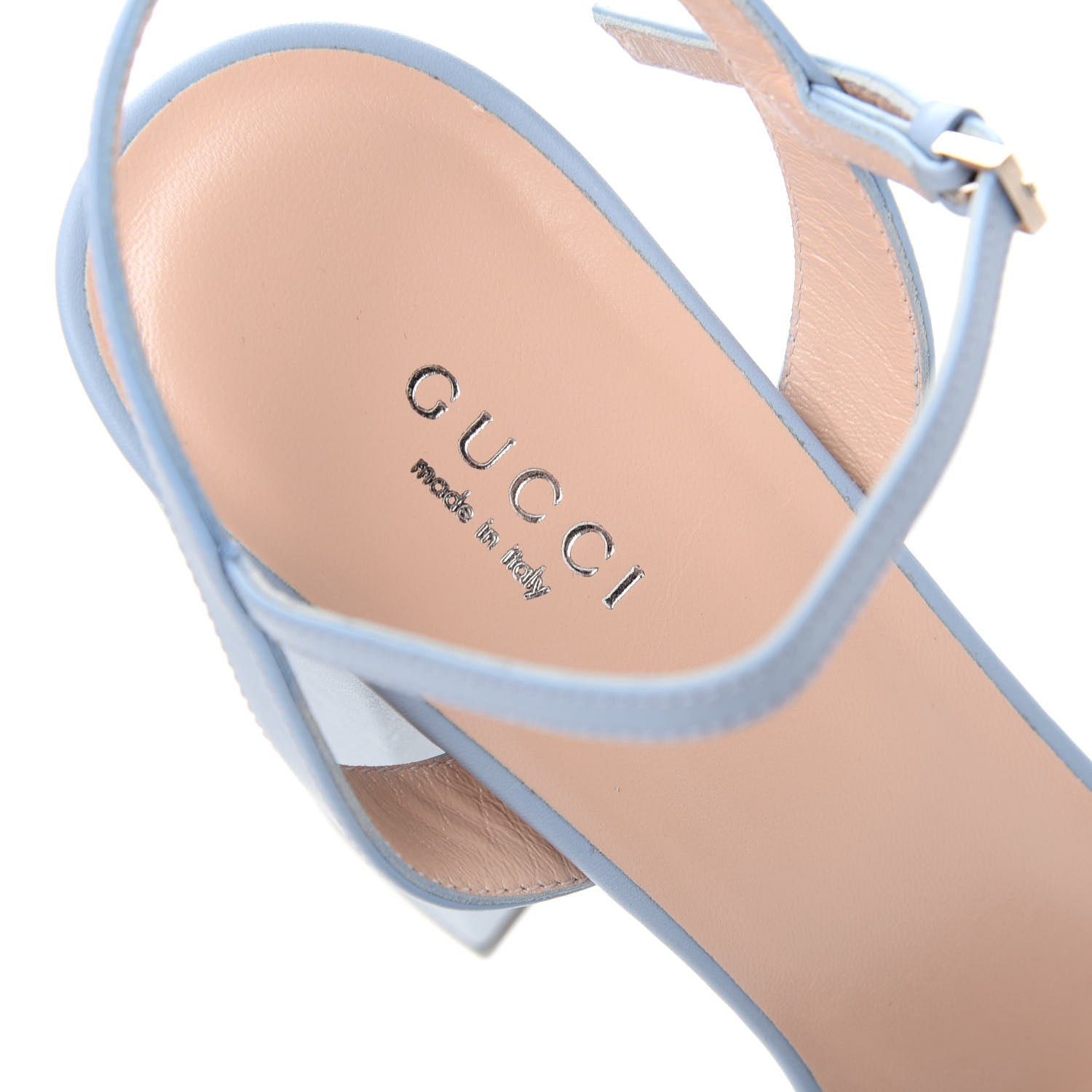 Gucci Calfskin GG Marmont Ankle Wrap 30/115mm Platform Sandals 39.5 Porcelain Light Blue 8 of 10