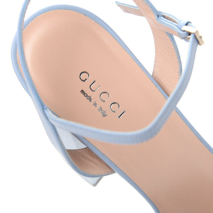 Gucci Calfskin GG Marmont Ankle Wrap 30/115mm Platform Sandals 39.5 Porcelain Light Blue 8 of 10