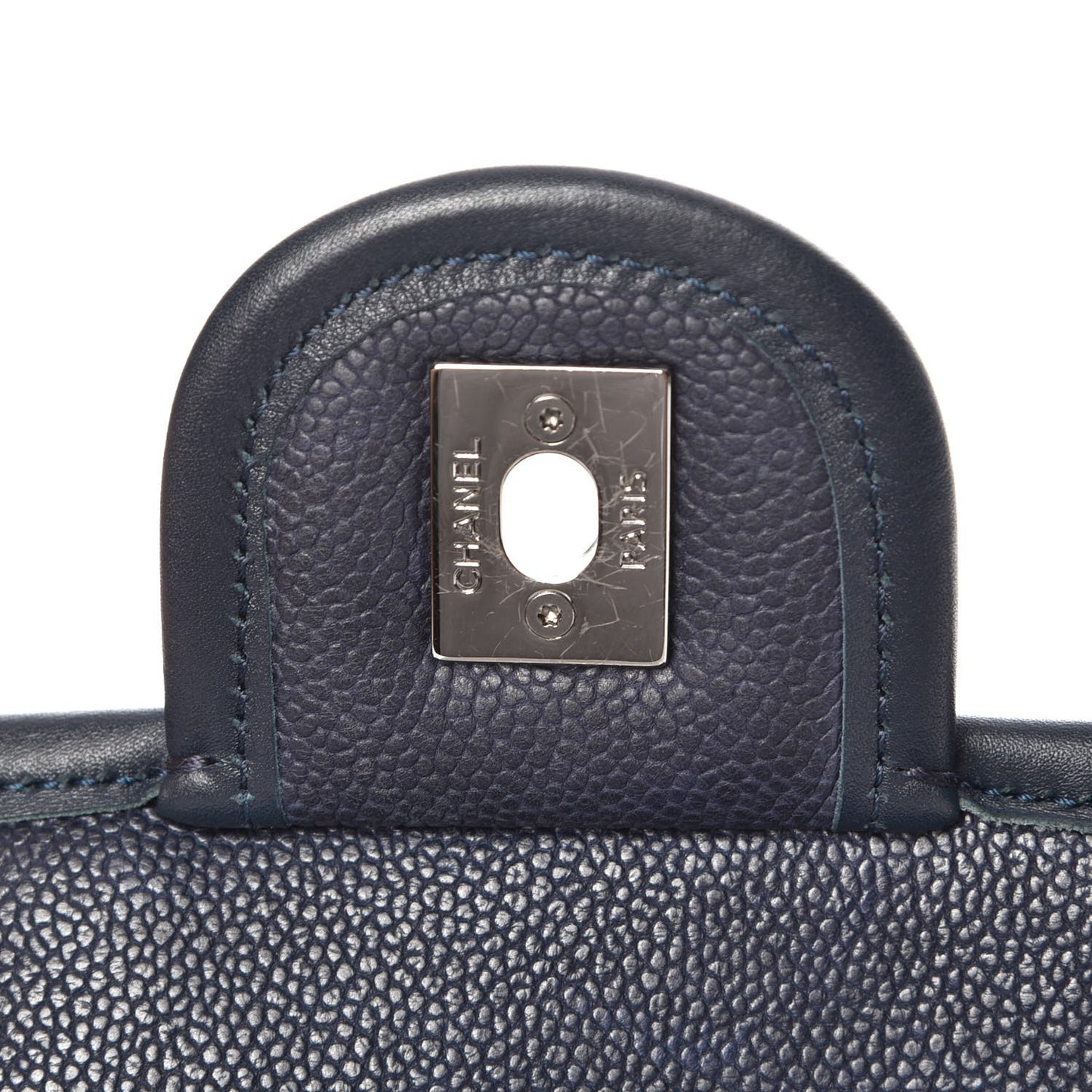 Caviar Quilted Medium French Riviera Flap Dark Navy Blue