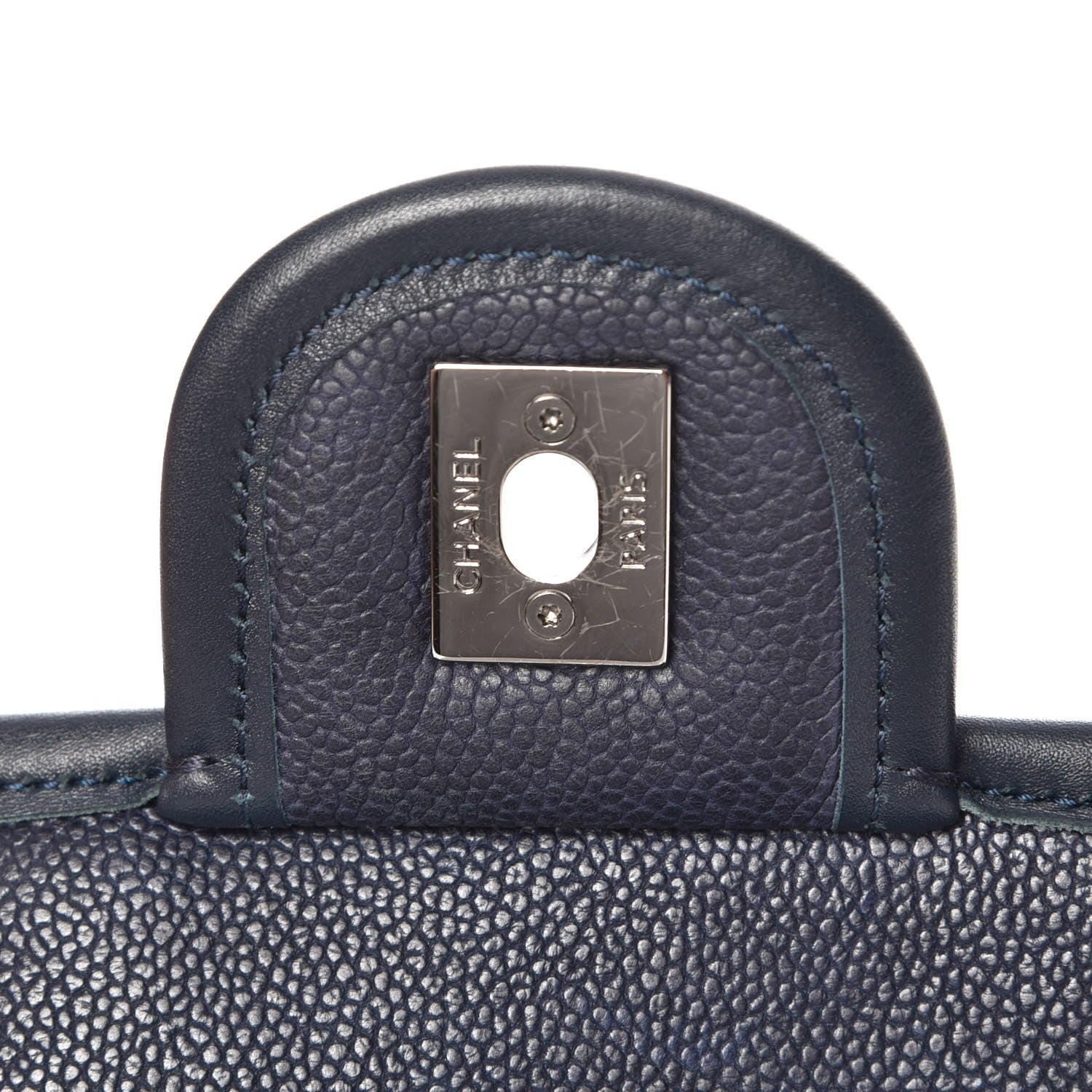 Chanel Caviar Quilted Medium French Riviera Flap Dark Navy Blue 7 of 9
