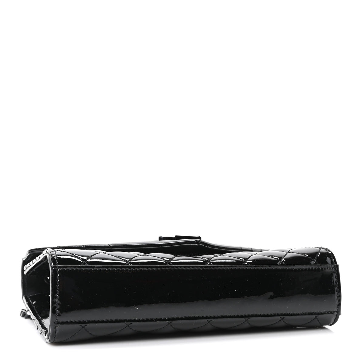 Patent Mixed Matelasse Triquilt Small Monogram Satchel Black