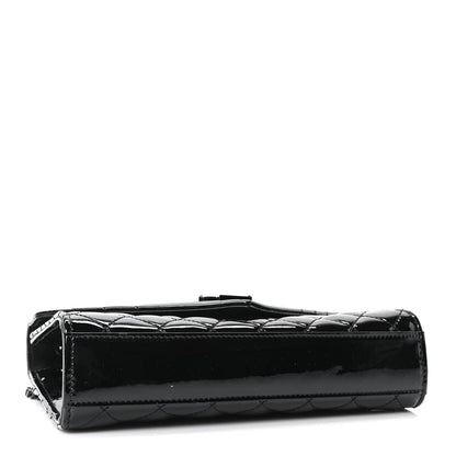 Saint Laurent Patent Mixed Matelasse Triquilt Small Monogram Satchel Black 4 of 11