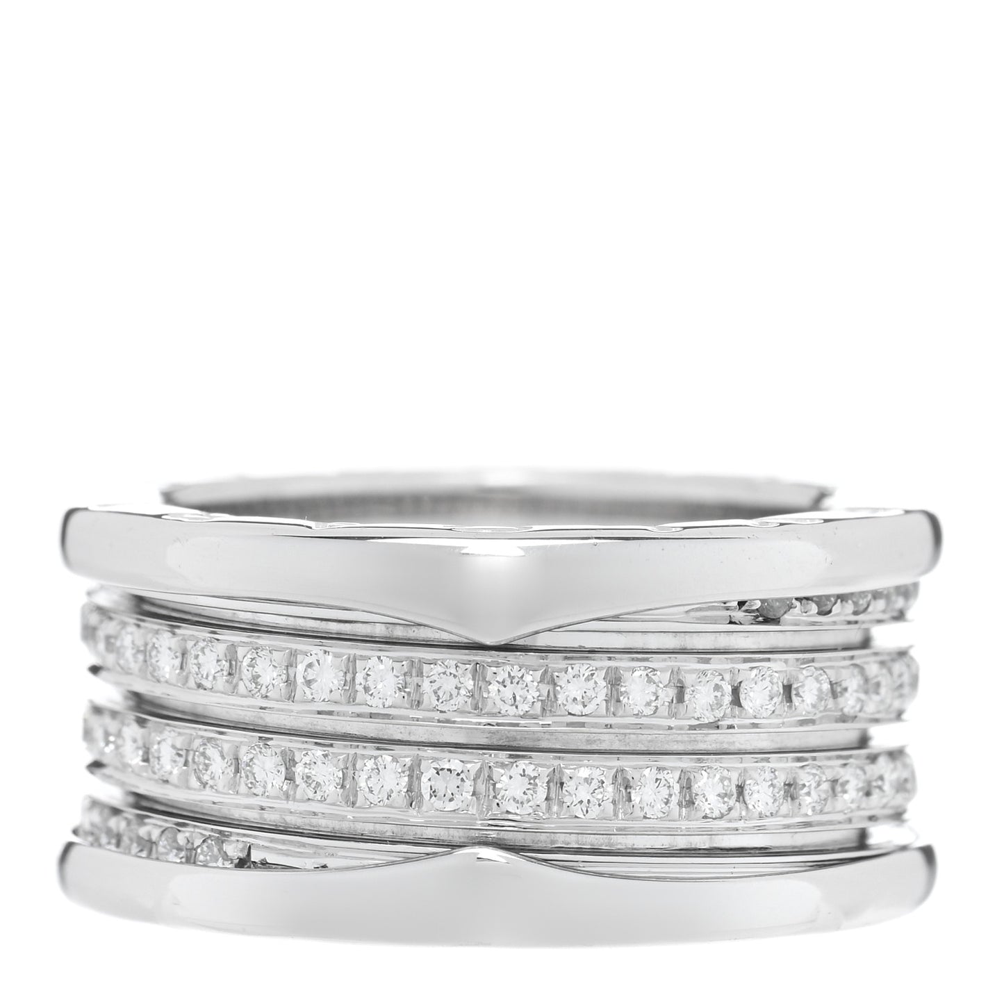 18K White Gold Diamond B.Zero1 Four-Band Full Pave Ring 56 7.5