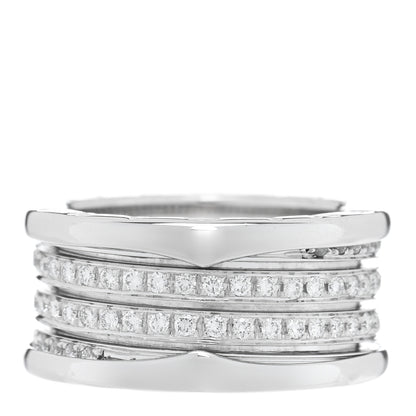 Bulgari 18K White Gold Diamond B.Zero1 Four-Band Full Pave Ring 56 7.5 1 of 5