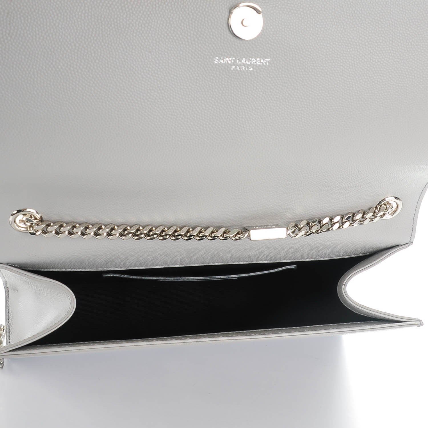 Saint Laurent Grain De Poudre Medium Classic Monogram Satchel Light Grey 5 of 6