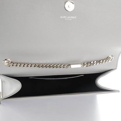 Saint Laurent Grain De Poudre Medium Classic Monogram Satchel Light Grey 5 of 6