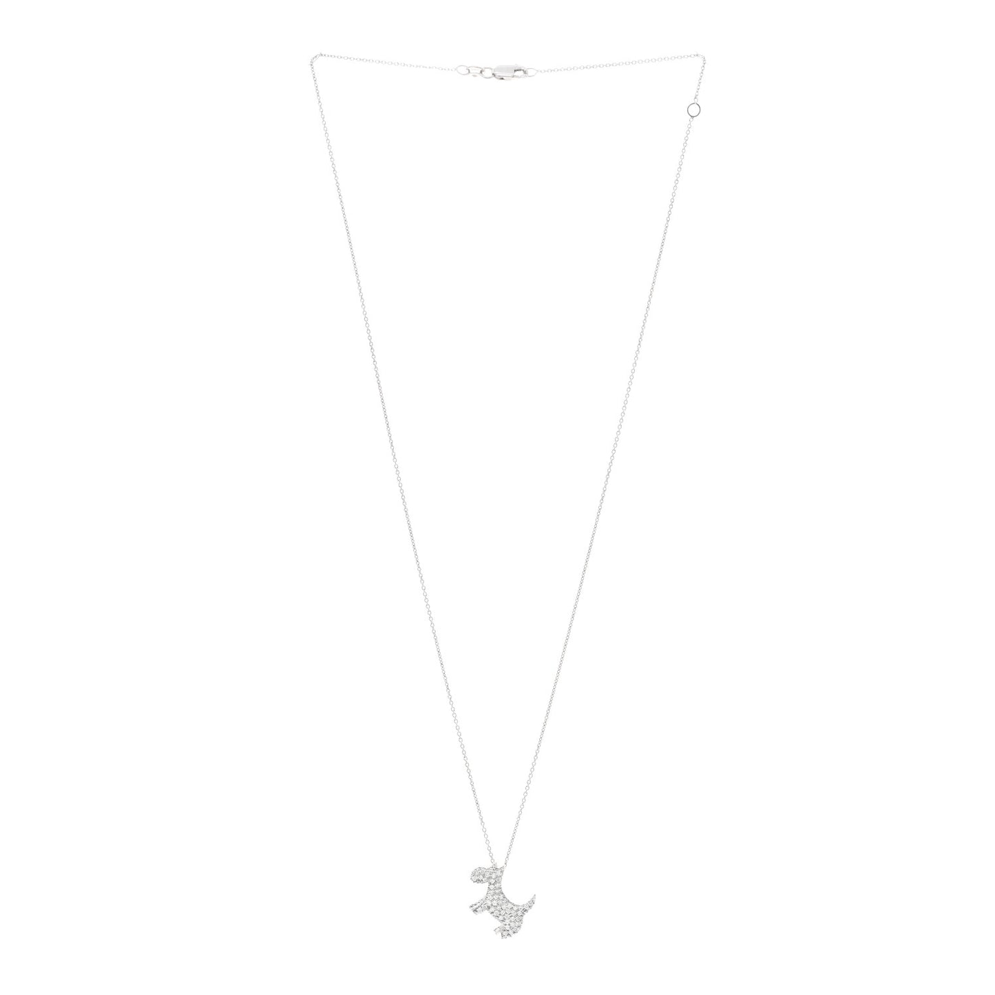 18K White Gold Diamond Scottie Dog Pendant Necklace