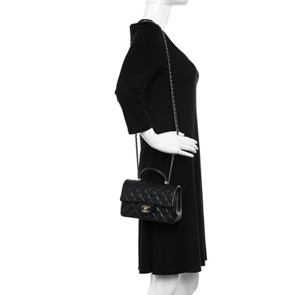 Chanel Lambskin Quilted Mini Top Handle Rectangular Flap Black 2 of 11
