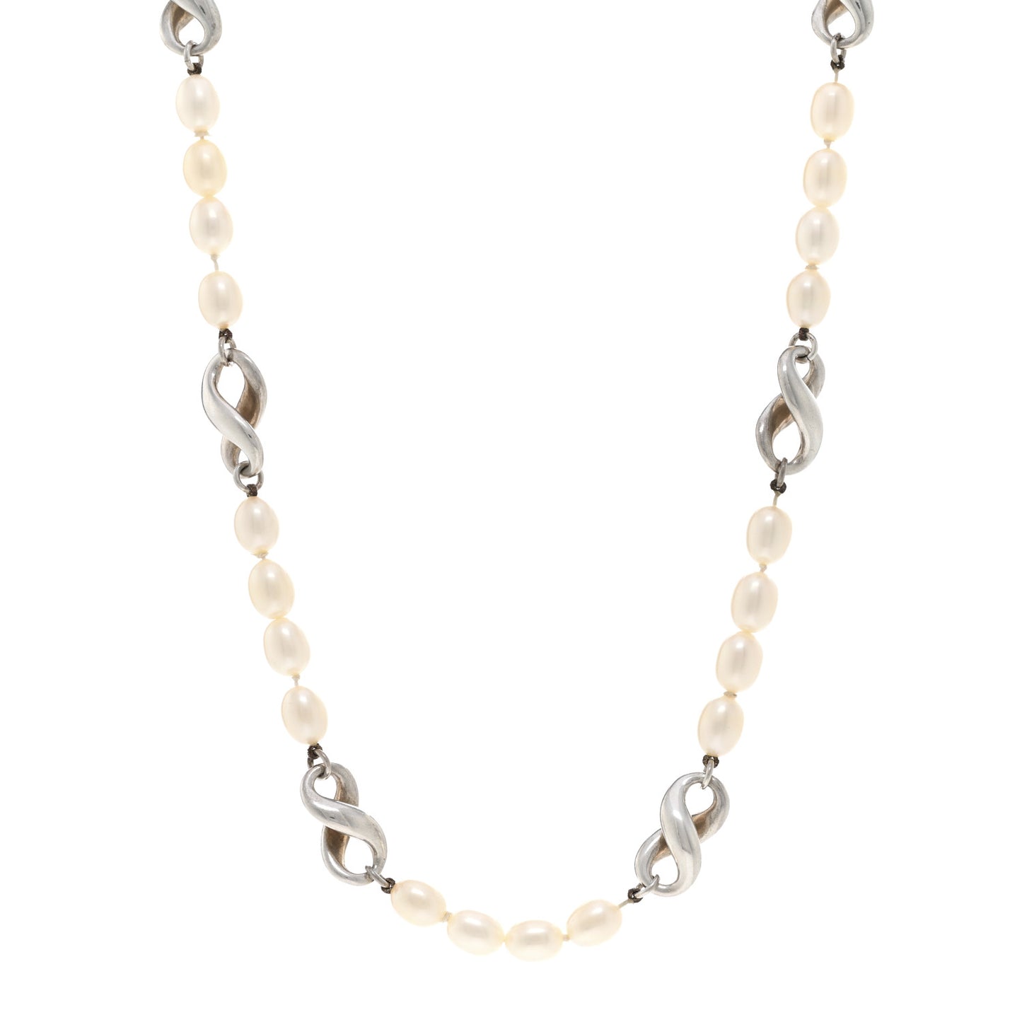 Sterling Silver Pearl Infinity Necklace
