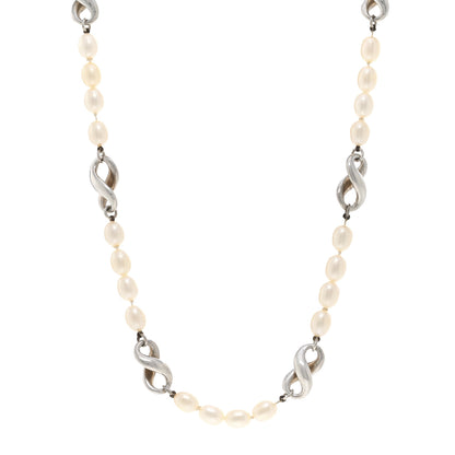 Tiffany Sterling Silver Pearl Infinity Necklace 1 of 4