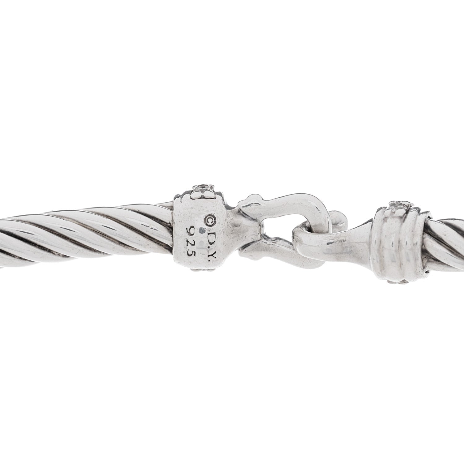 David Yurman Sterling Silver Diamond 3mm Cable Buckle Bracelet 3 of 3