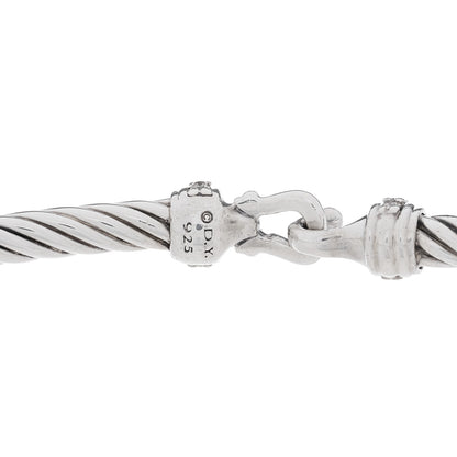 David Yurman Sterling Silver Diamond 3mm Cable Buckle Bracelet 3 of 3