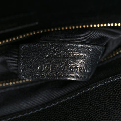 Saint Laurent Grain De Poudre Textured Mixed Matelasse Large Triquilt Monogram Satchel Black 7 of 11