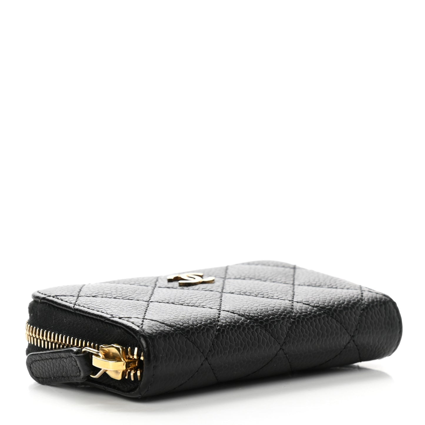 Caviar Quilted Zip Coin Purse Black