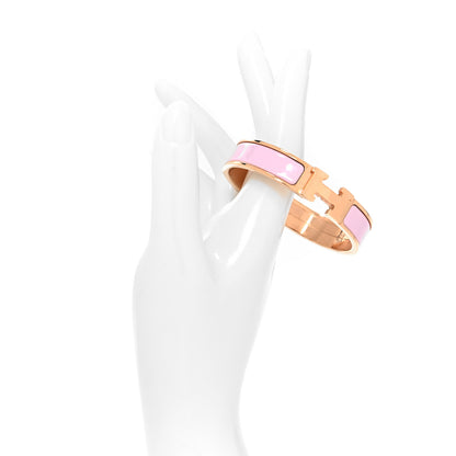 Hermes Enamel Narrow Clic Clac H Bracelet PM Rose Candeur 2 of 5