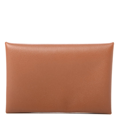 Hermes Swift Calvi Card Case Gold Havane 1 of 7