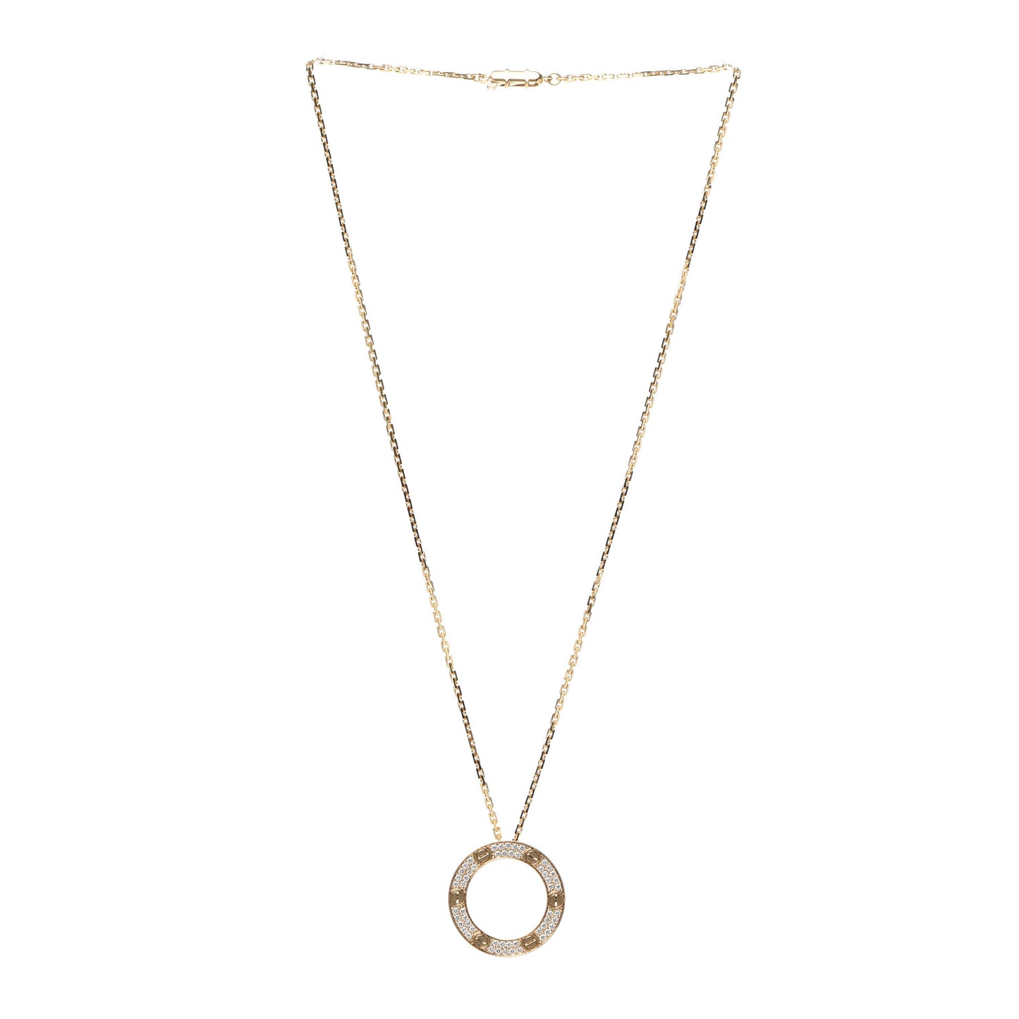 18K Yellow Gold Diamond LOVE Paved Necklace