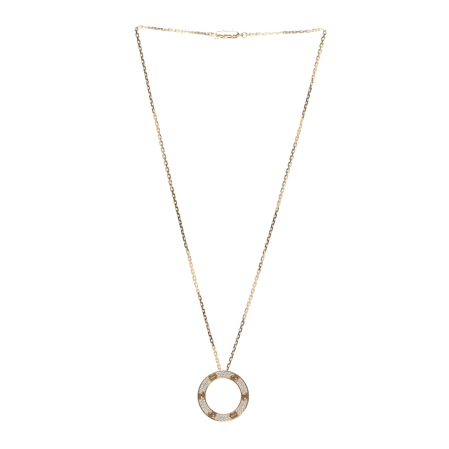 Cartier 18K Yellow Gold Diamond LOVE Paved Necklace 3 of 5