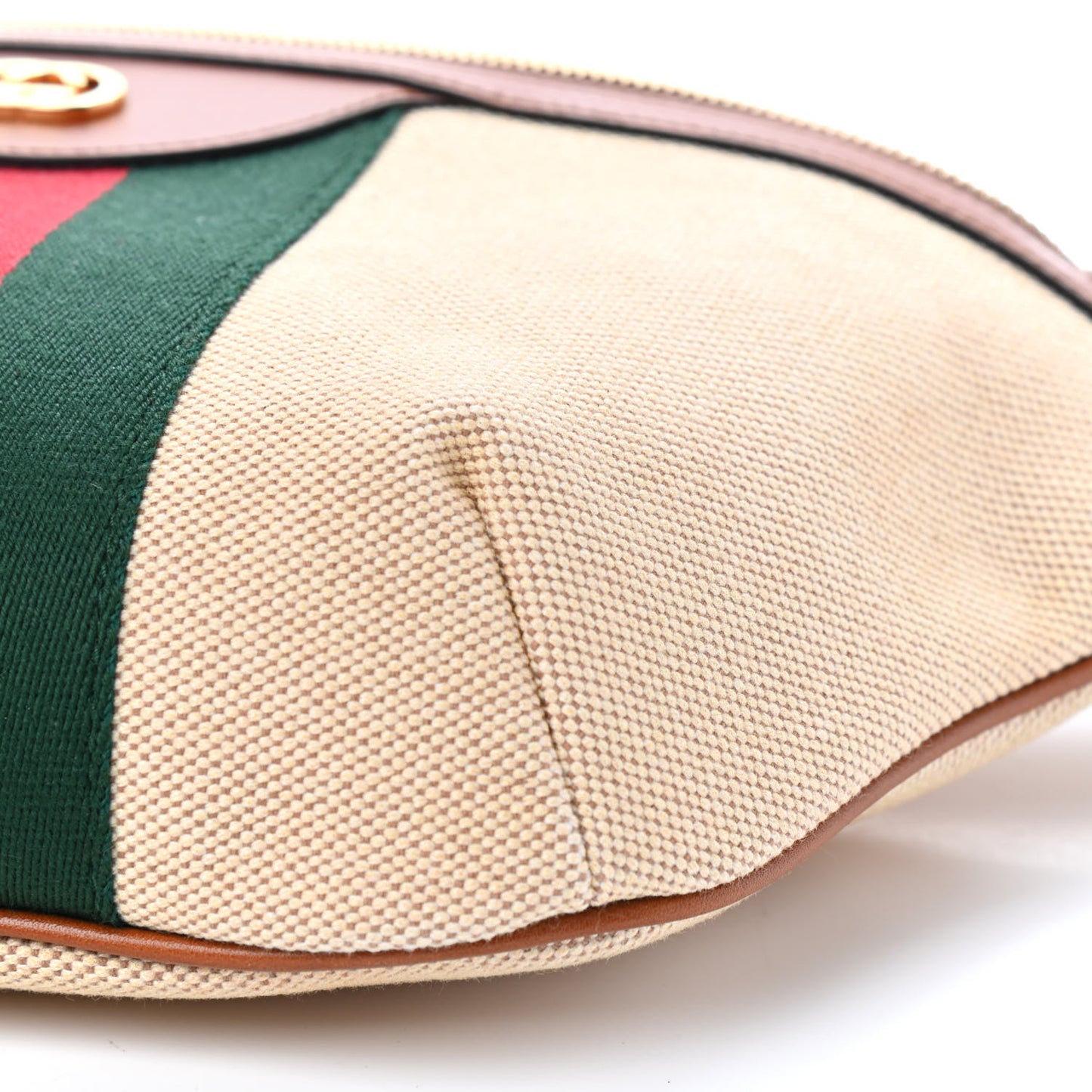 Vintage Canvas Web Belt Bag Sand Cuir