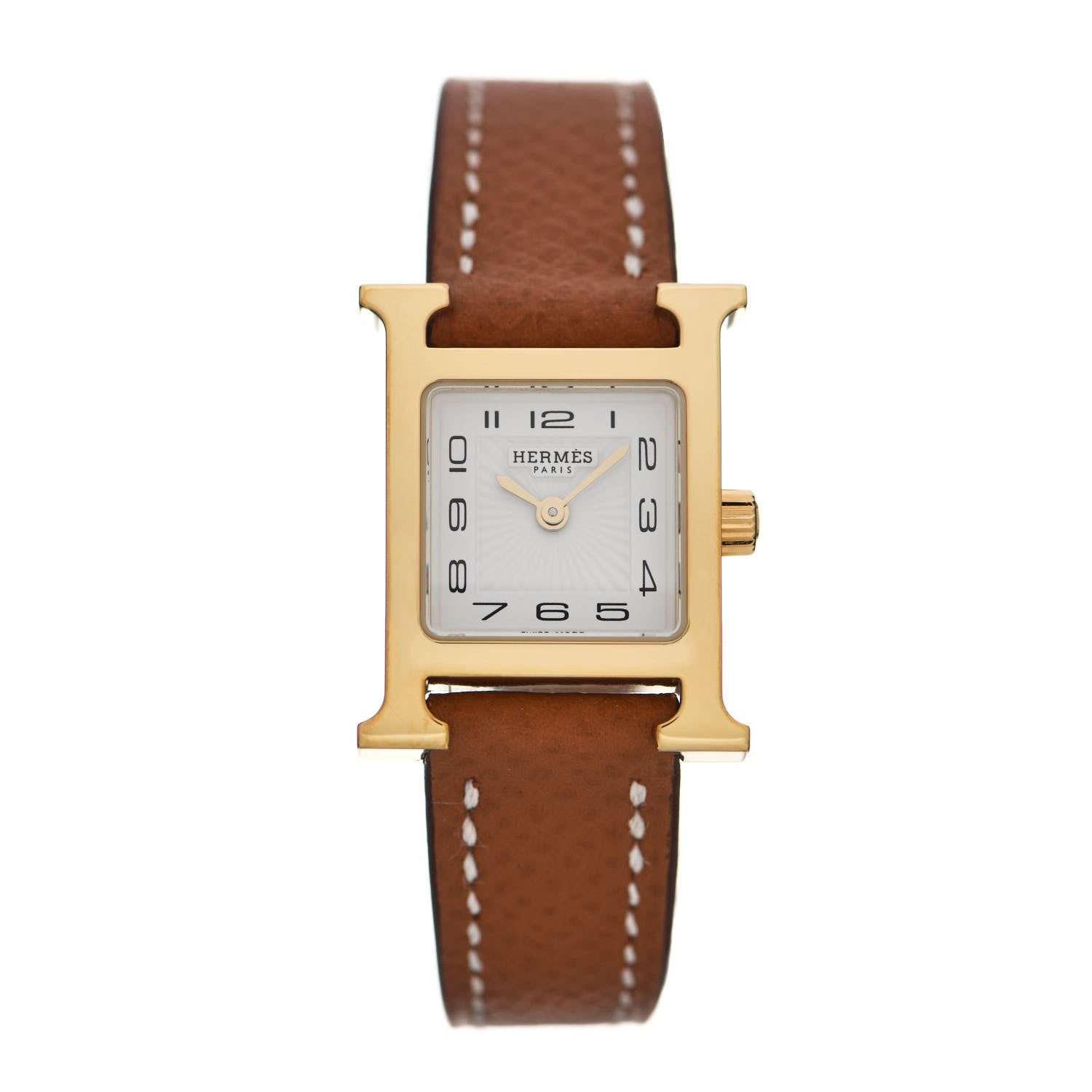 Hermes Stainless Steel Epsom 17.2mm Heure H Hour Quartz Watch Gold 1 of 5