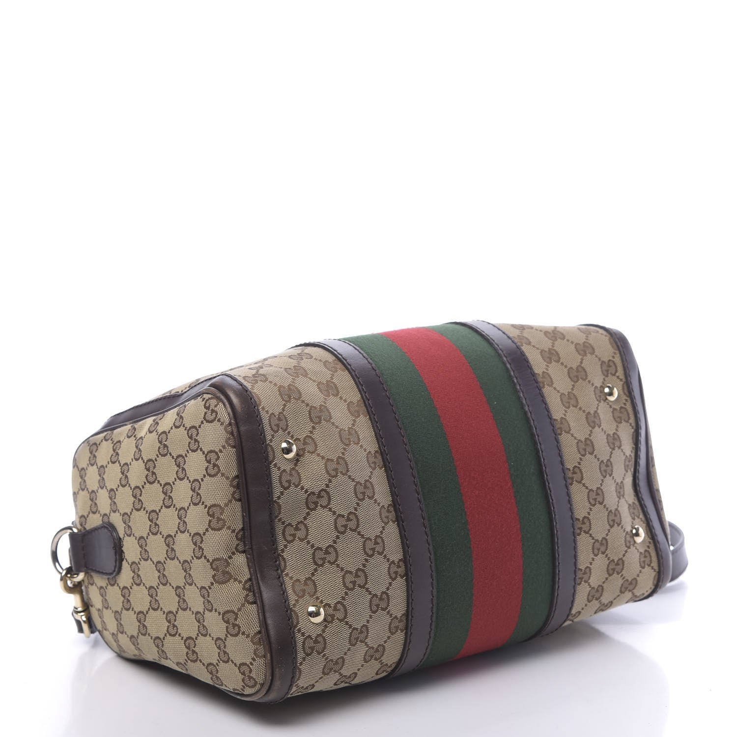 Gucci Monogram Vintage Web Medium Boston Dark Brown 4 of 16