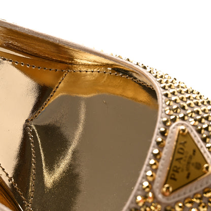 Prada Satin Crystal Triangle Logo 85mm Slingback Pumps 39 Platino 9 of 14