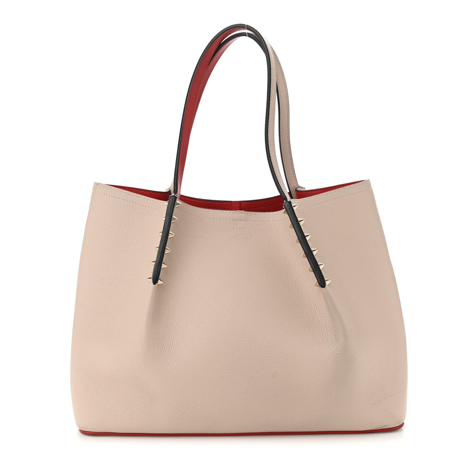 Christian Louboutin Calfskin Spiked Small Cabarock Shopper Tote Rose De Chine 1 of 10