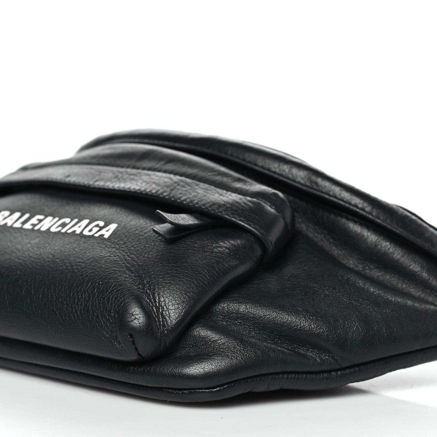 Balenciaga Smooth Calfskin Logo Large Everyday Beltpack Black White 10 of 11