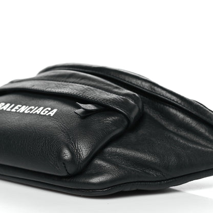 Balenciaga Smooth Calfskin Logo Large Everyday Beltpack Black White 10 of 11