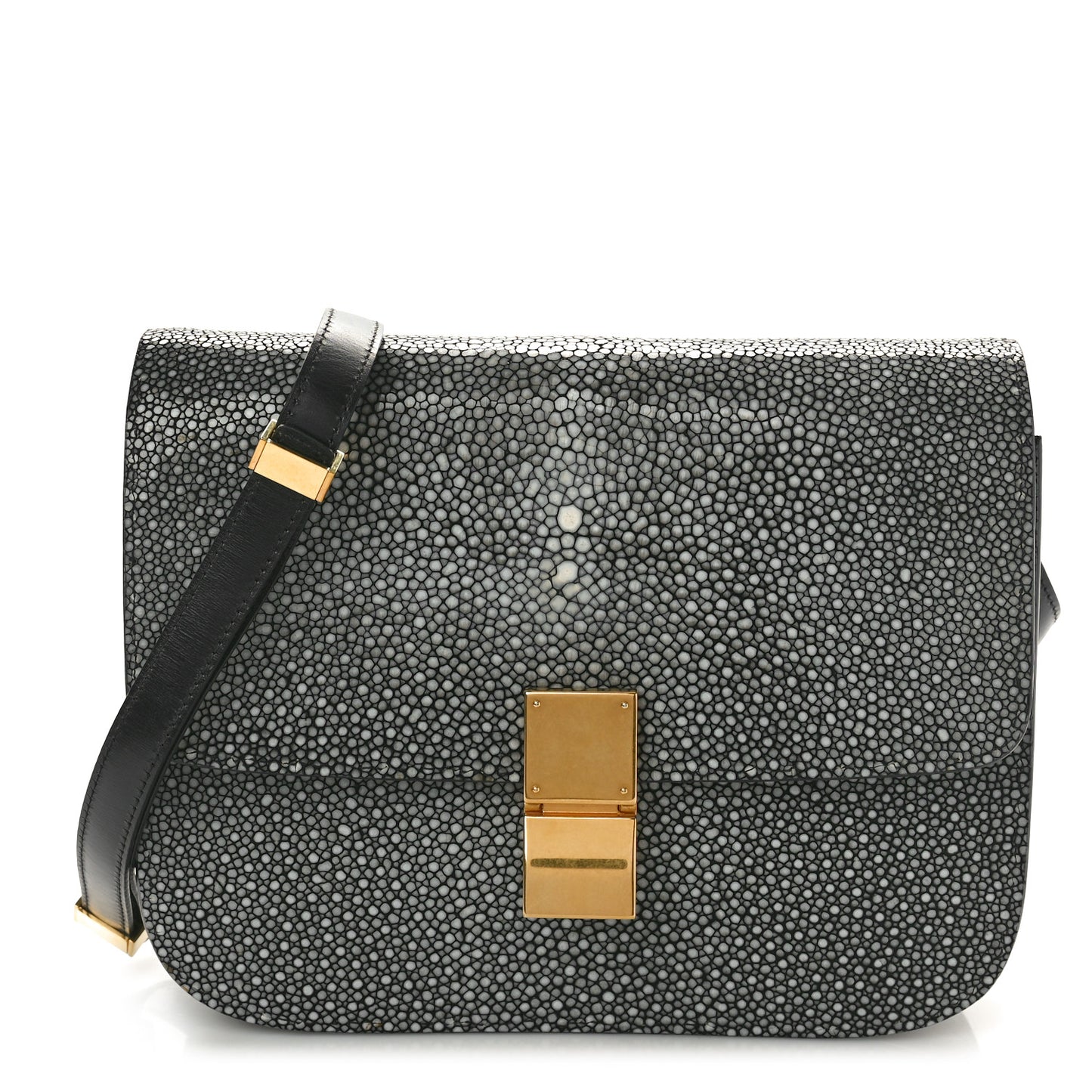 Stingray Medium Classic Box Flap Bag Navy