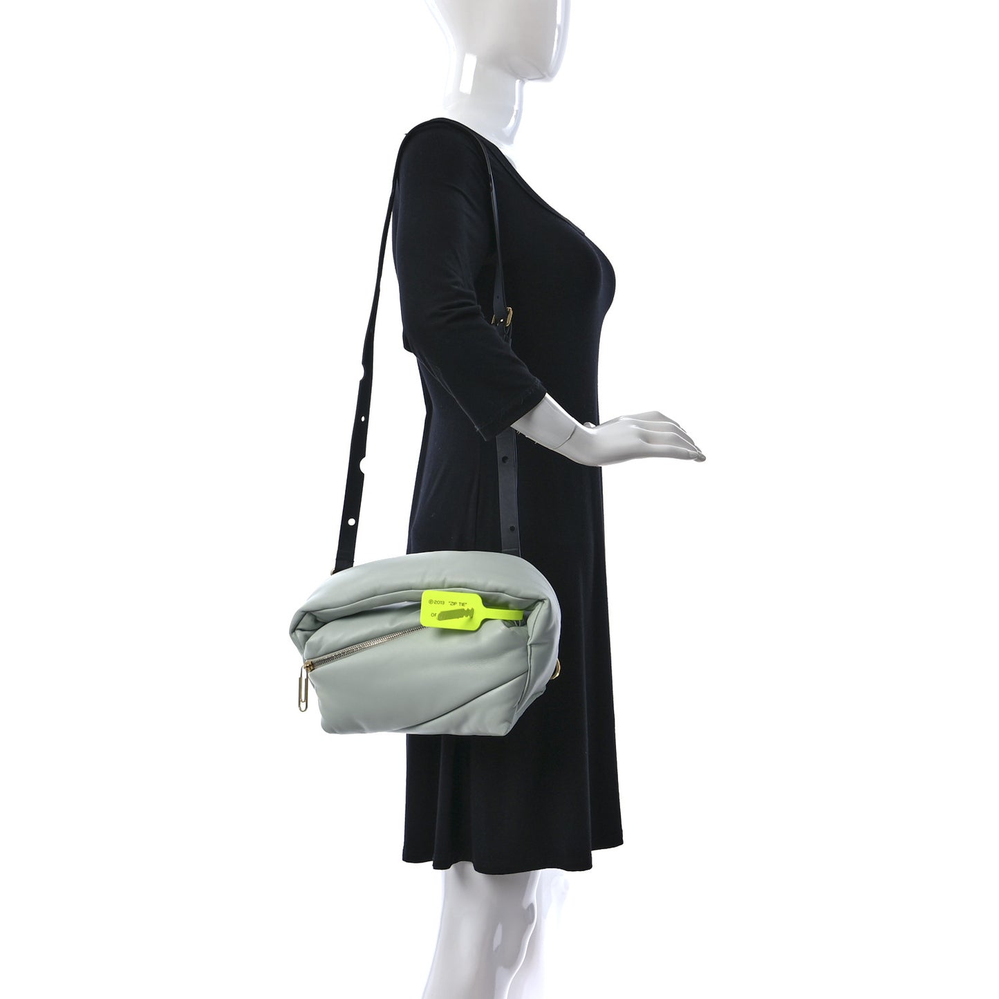 Calfskin Puffy Pump Pouch Crossbody Bag Green