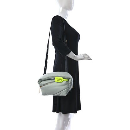 Off-White Calfskin Puffy Pump Pouch Crossbody Bag Green 2 of 9