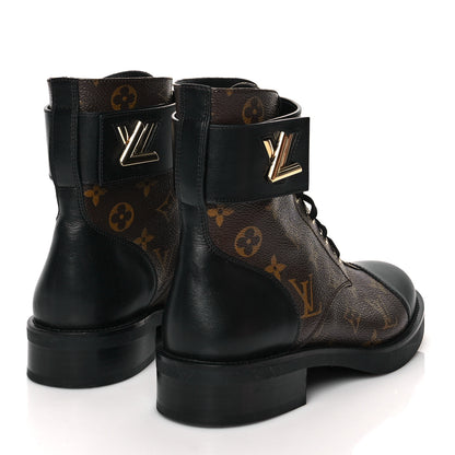 Louis Vuitton Calfskin Monogram Wonderland Flat Ranger Boots 39 Black 4 of 8