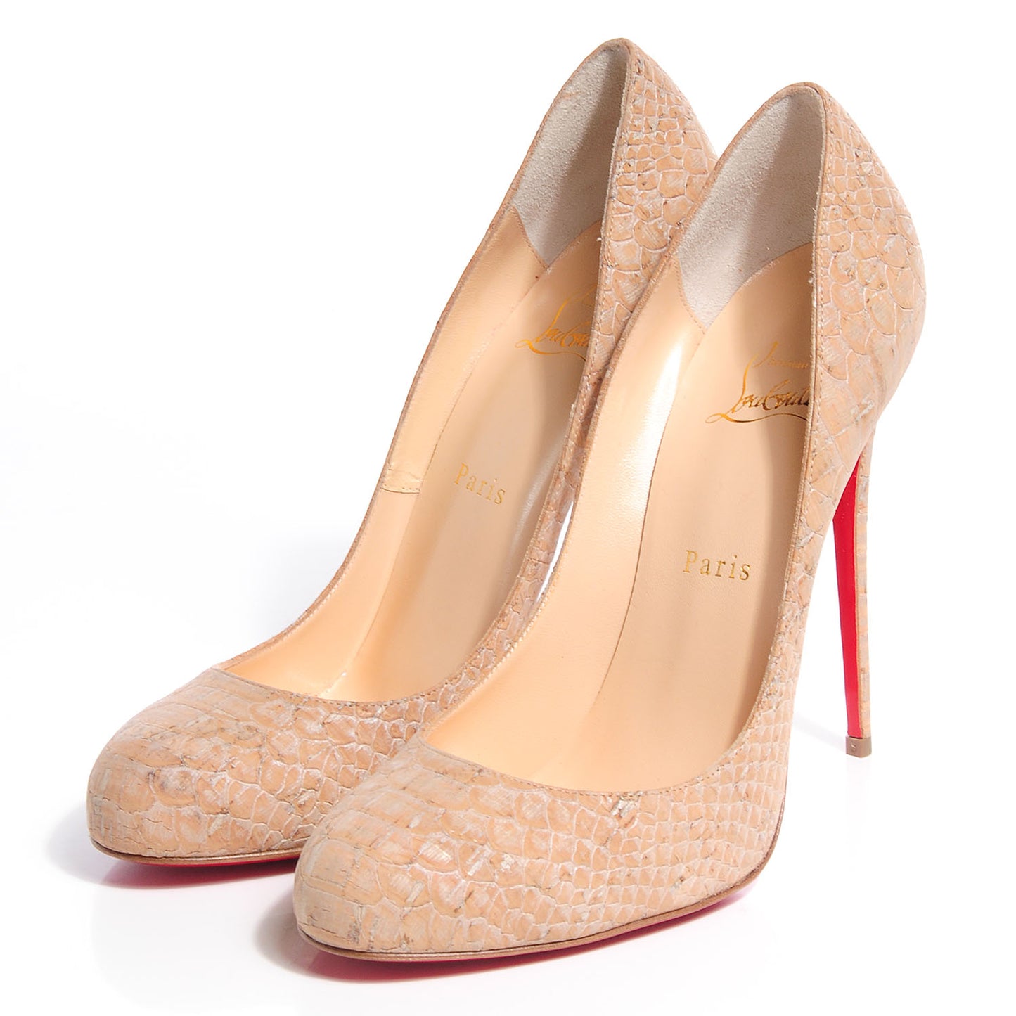 Snake Embossed Cork Fifi 120 Pumps 40 Beige