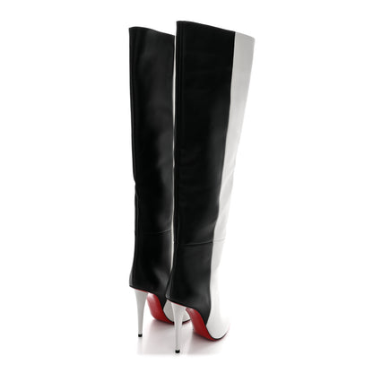 Christian Louboutin Calfskin Astrilarge 100 Knee Boots 37 Black White 4 of 12