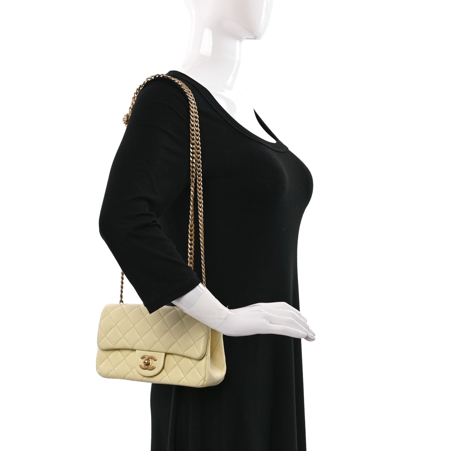 Lambskin Quilted Mini Rectangular Sweet Camellia Flap Yellow