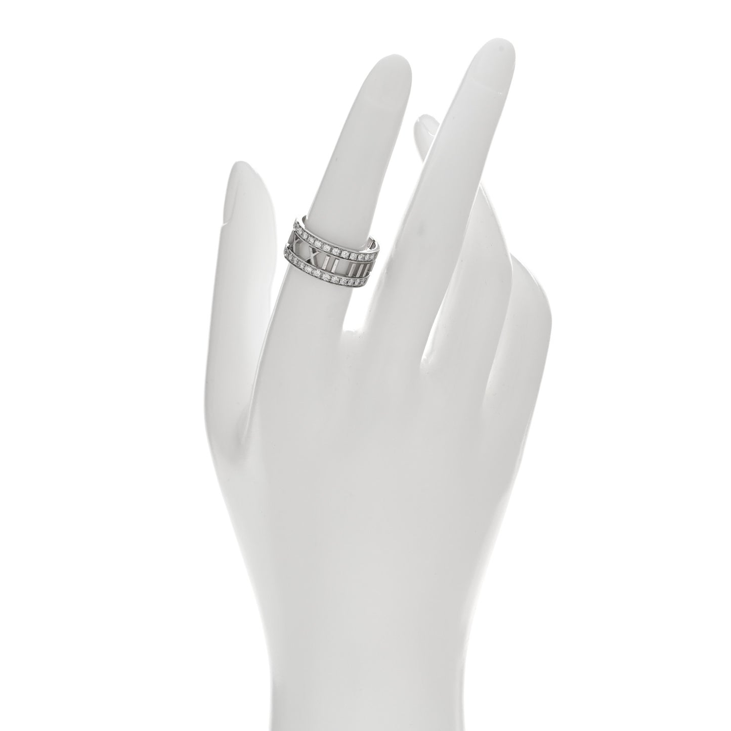 18K White Gold Diamond Wide Atlas Open Ring 54 6.75