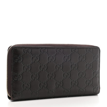 Gucci Guccissima Margaux Calfskin Metal Bar Zip Around Wallet Chocolate 3 of 10
