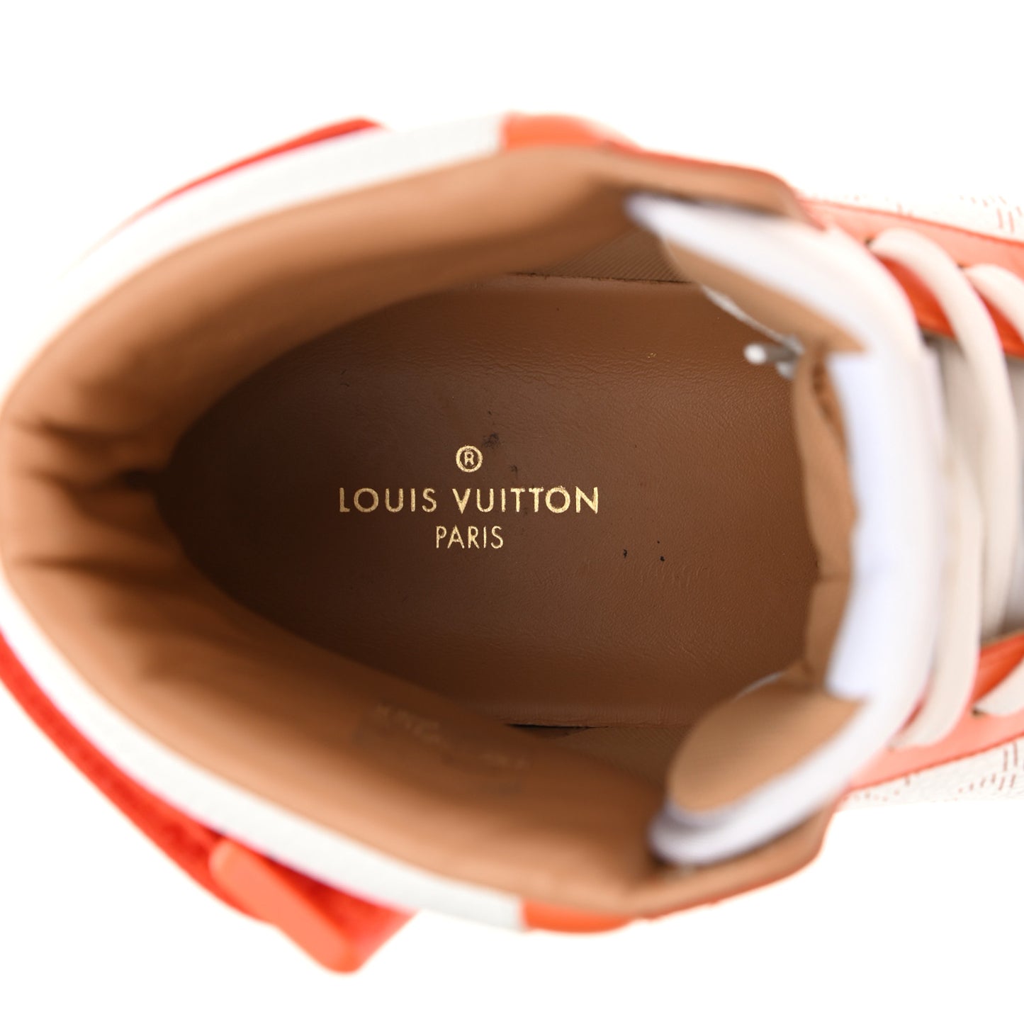 Calfskin Monogram Rivoli High Top Sneakers 10 Orange