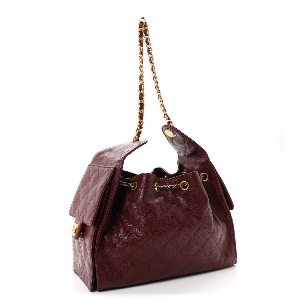 Caviar Quilted Small Chanel 25 Handbag Burgundy