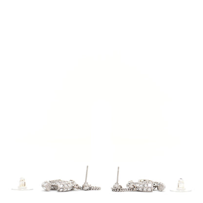 Chanel Baguette Crystal CC Drop Earrings Silver 3 of 5