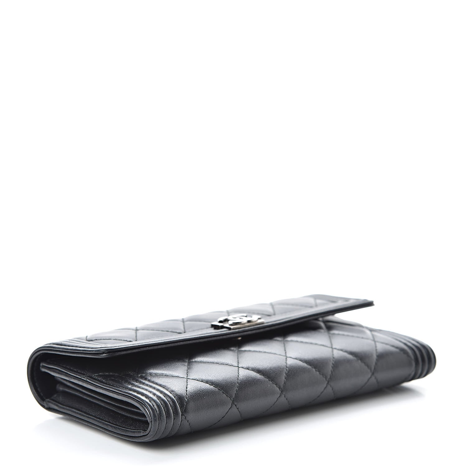 Chanel Lambskin Quilted Boy Flap Wallet Black 4 of 10