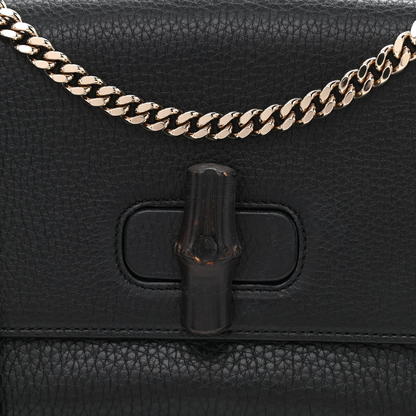 Pebbled Calfskin Medium Miss Bamboo Shoulder Bag Black