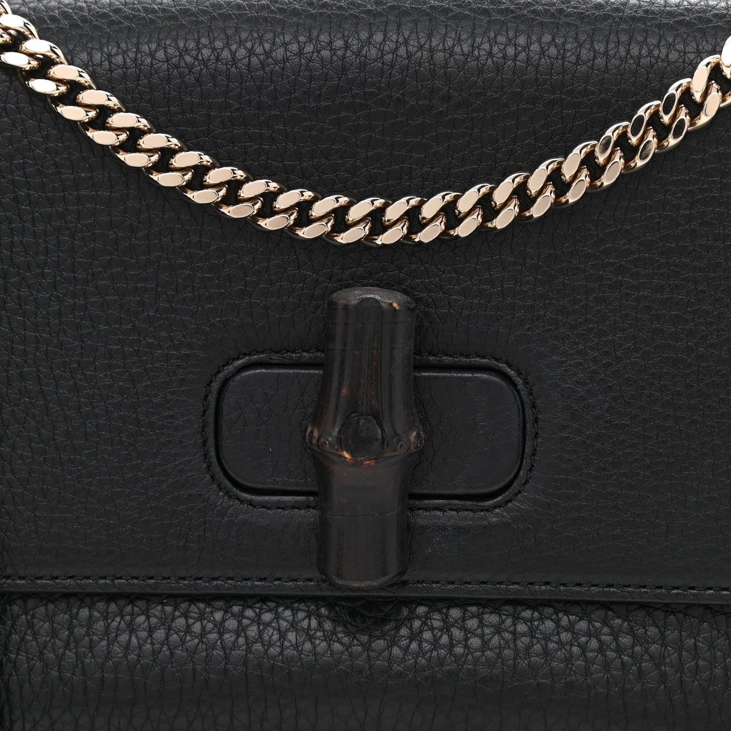 Gucci Pebbled Calfskin Medium Miss Bamboo Shoulder Bag Black 8 of 10